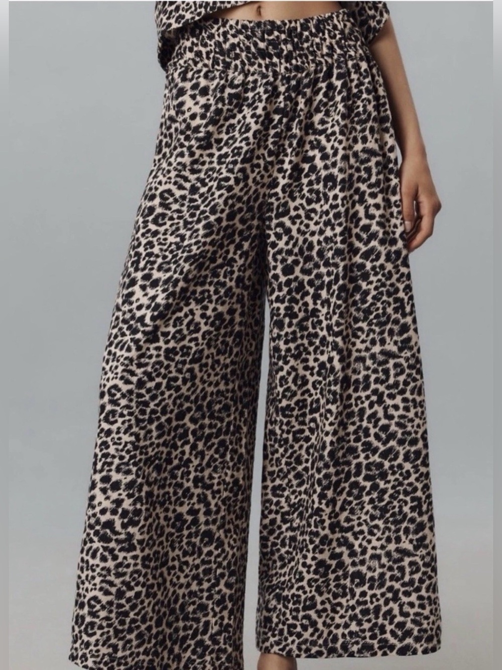 Anthropologie Leopard Wide Leg Pull On Pants Size Medium